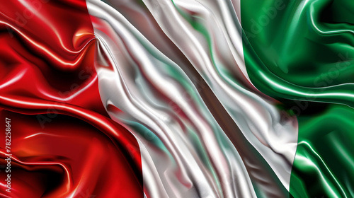 Vibrant Italian flag design rendered flowing silk texture, Italy's national colors, pride culture. © yevhen89