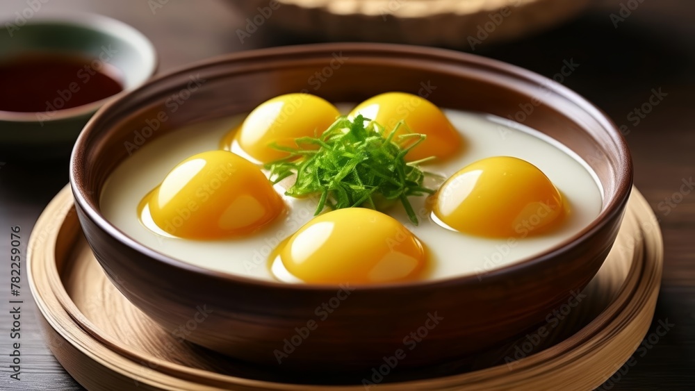 Deliciously cooked eggs in a bowl ready to be savored Deliciously cooked eggs in a bowl ready to be savored