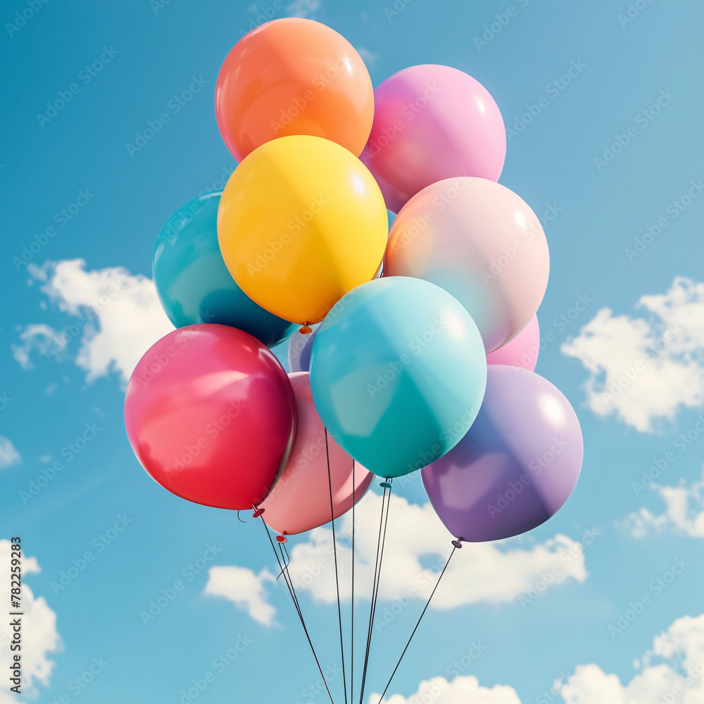 A bunch of colorful balloons floating in the sky A bunch of colorful balloons floating in the sky