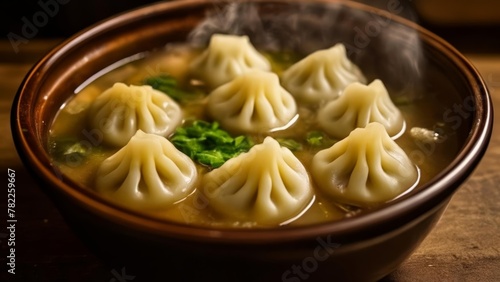  Delicious dumplings steaming in a bowl ready to be savored