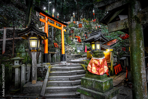 Enchanting night at fushimi inari shrine