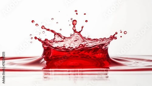  Energetic splash of red liquid in motion