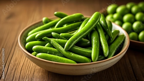  Fresh green beans in a bowl ready to be served