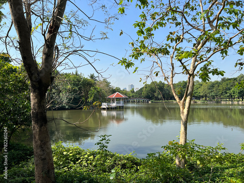 Si Nakhon Khuean Khan park lake at Bang Kachao in Bangkok photo