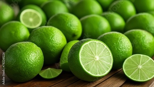  Fresh lime slices ready to zest