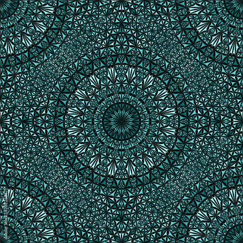 Bohemian oriental mandala ornament pattern background art - teal mosaic vector wallpaper