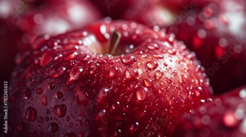 Close-up of red apples with water droplets