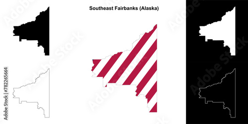 Southeast Fairbanks Borough (Alaska) outline map set photo