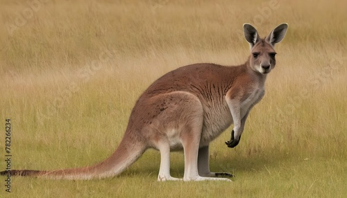 A-Kangaroo-With-Its-Fur-Blending-Into-The-Grasslan-