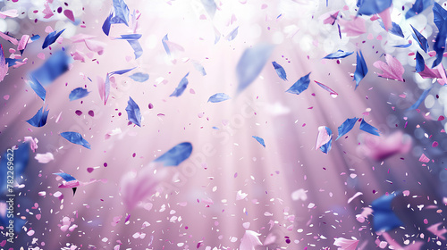 Soft Pink Petals in Sunlight, Gentle Floral Dance, Serene Celebration Background with Copy Space