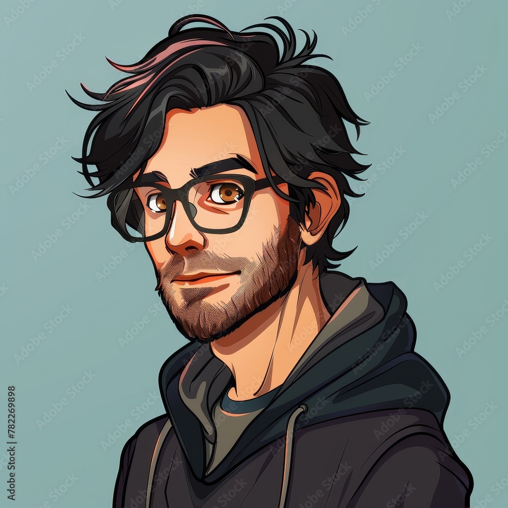 avatar of man student with beard and eyeglasses based on cryptocurrency, concept, virtual world, nft, portrait illustration avatar of man student with beard and eyeglasses based on cryptocurrency, concept, virtual world, nft, portrait illustration