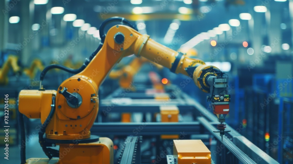 Robotic Arm Working on Conveyor Belt Robotic Arm Working on Conveyor Belt