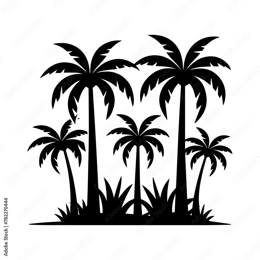 Silhouette coconut tree on white background vector illustration