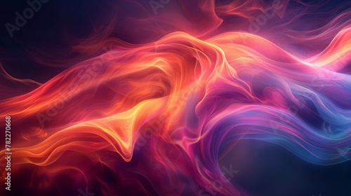 Abstract fiery and purple waves on dark background