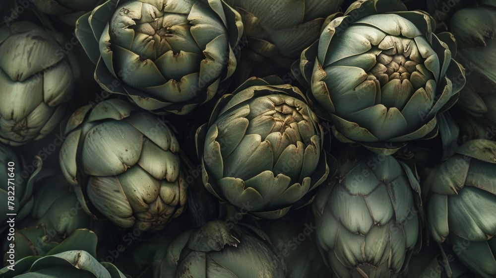 Close-up view of fresh artichokes Close-up view of fresh artichokes