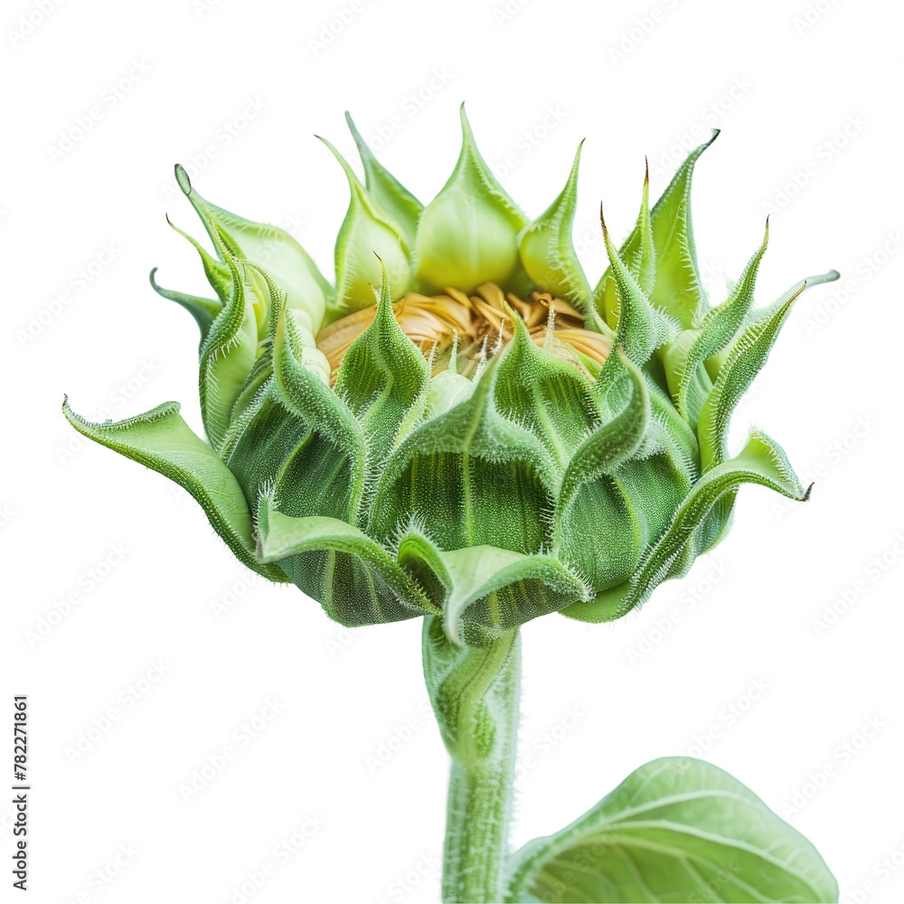 Close-up of a sunflower against a transparent backdrop