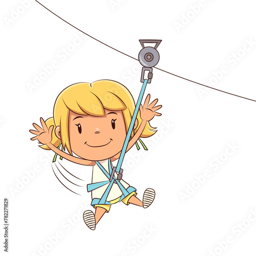 Child ziplining tour, girl zip line