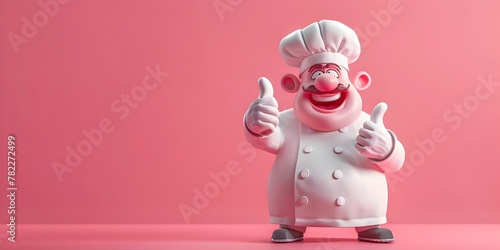 Cheerful Chef Character Confidently Assures Delicious Culinary Experience with Thumbs Up Gesture photo