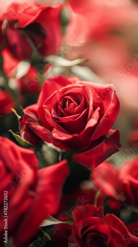 Close-up of Red Roses with Soft Focus Background