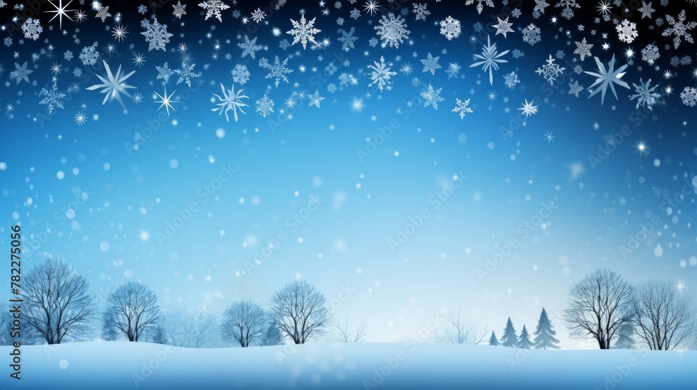 Blue winter landscape with snowflakes Blue winter landscape with snowflakes