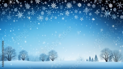 Wallpaper Mural Blue winter landscape with snowflakes Torontodigital.ca