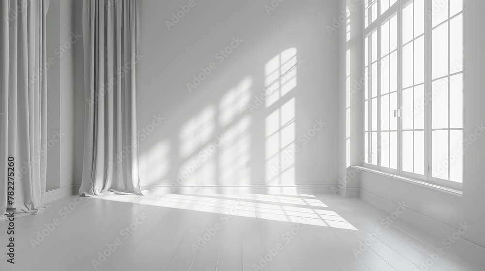 Bright empty room with large windows and white walls Bright empty room with large windows and white walls