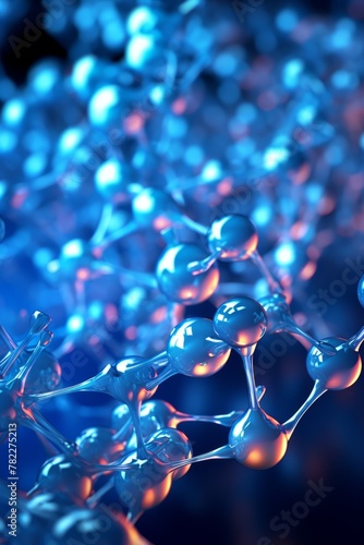Blue and orange illustration of a molecular structure