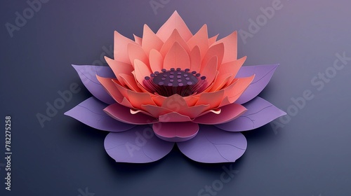 Vibrant 3D Papercraft Lotus Flower In Shades Of Pink And Purple  Exquisitely Layered on Minimalist Background. Vesak Greeting Card and Buddhist Themes  AI Generated