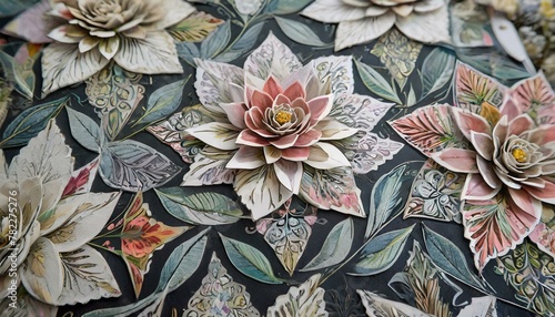 elaborate beautiful art painting flower seamless patterns, taken background wallpaper