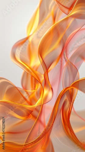 Orange translucent flame-like abstract 3D shapes