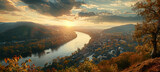 View onto  and idyllic landscape near Heidelberg, AI Generative.
