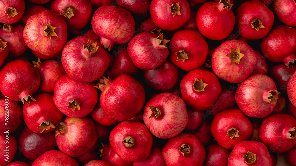 Background of whole pomegranates. Top view. Background of whole pomegranates. Top view.