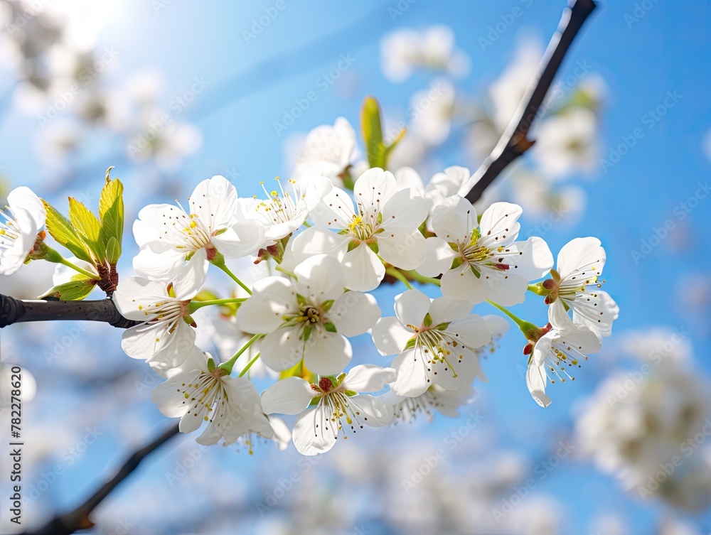 Beautiful White Cherry Flowers in Spring Garden over Nature Background Beautiful White Cherry Flowers in Spring Garden over Nature Background