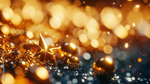 Shiny gold decoration glows illuminates celebration  AI Generative.