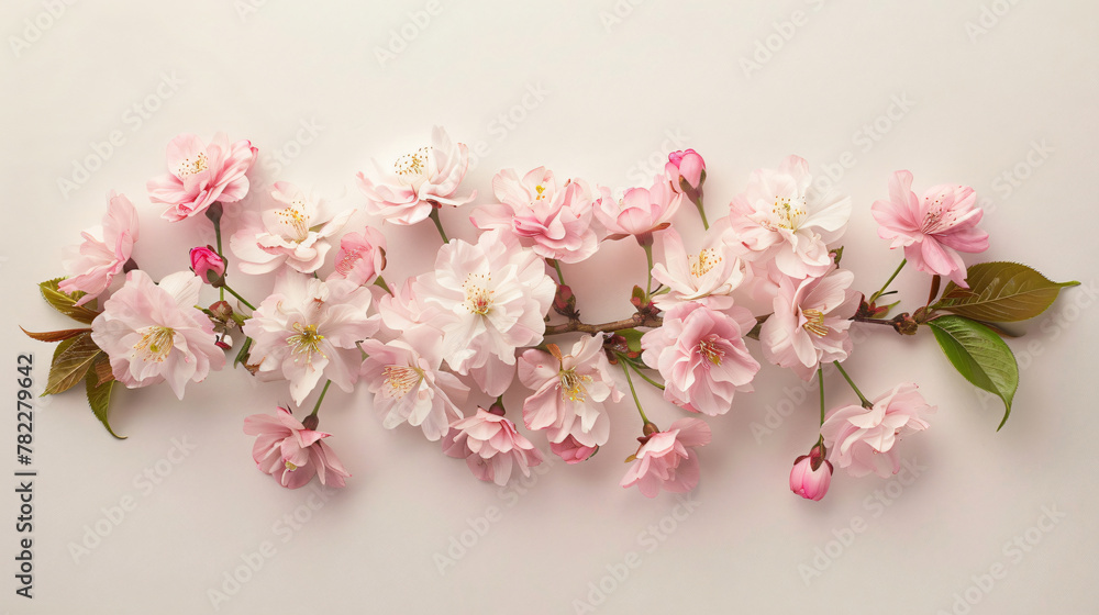 An arrangement of cherry blossoms in soft pink