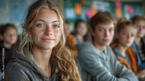 Portrait Of Teacher In Class With Pupils.