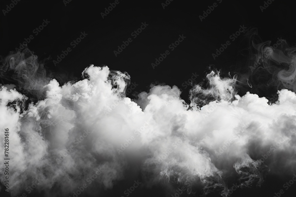 White smoke clouds on black background White smoke clouds on black background