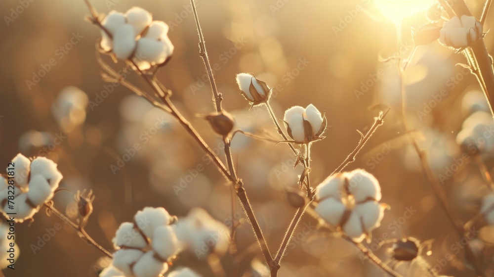 Backlit cotton plants at sunset Backlit cotton plants at sunset