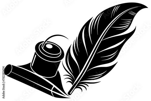 scribe-s-quill-and-scroll-silhouette-vector