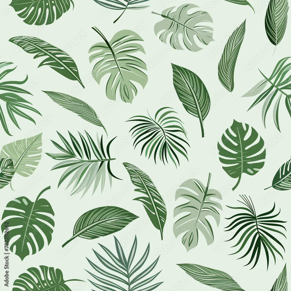 Vector style cute tropical leaves pattern, Generative AI Vector style cute tropical leaves pattern, Generative AI
