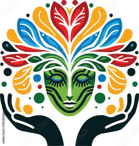 The visionary head hand tree butterfly logo symbolizes the mind and development of customized vector design