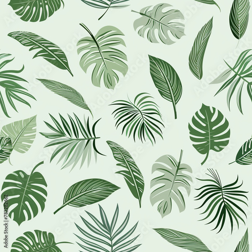Vector style cute tropical leaves pattern  Generative AI
