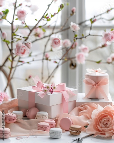 greeting background with gift box and flower