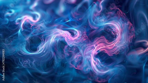 Abstract swirling smoke patterns in blue and pink