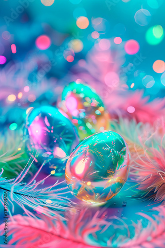 Beautiful bright Easter eggs. selective focus.