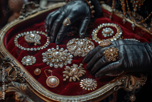 Elegant Vintage Jewelry Collection Displayed on Luxurious Velvet