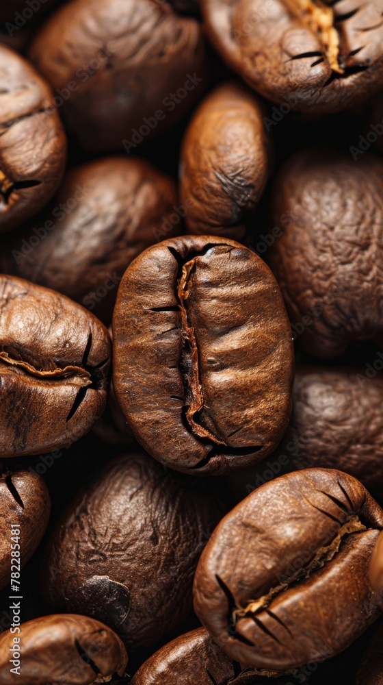 Close-up of roasted coffee beans Close-up of roasted coffee beans