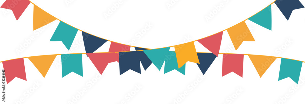 Fototapeta premium Carnival garland with flags. Decorative colorful party pennants for birthday celebration, festival and fair decoration. Vector illustration. EPS 10