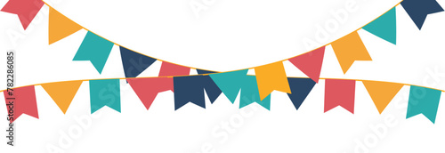 Carnival garland with flags. Decorative colorful party pennants for birthday celebration, festival and fair decoration. Vector illustration. EPS 10