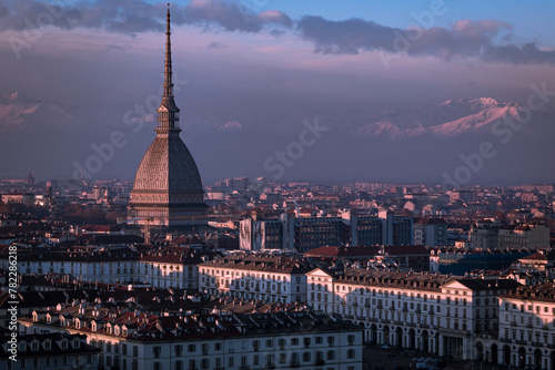 Fototapeta Naklejka Na Ścianę i Meble -  Turin Landscape from the Mont of Cappuccini terrace.